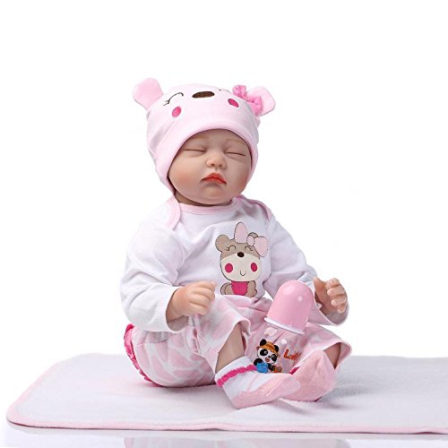 Nicery Reborn Baby Doll Soft Simulation Silicone Vinyl 22inch 55cm Magnetic Mouth Lifelike Boy Girl Toy Pink White Eyes Close