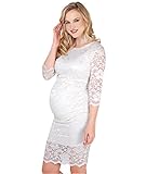 Transparente 3/4 lange Ärmel KRISP Women\'s Floral Round Collar 3/4 Sleeve Maternity Dress, Gr.- S/Etikettengröße- 10, Cremweiß
