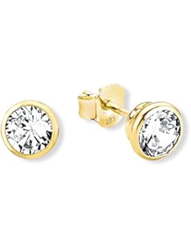amor Damen-Ohrstecker 6 mm 333 Gelbgold glänzend Zirkonia weiß - 171816