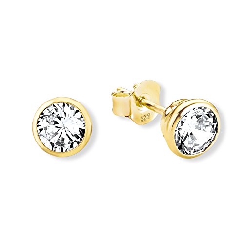 amor Damen-Ohrstecker 6 mm 333 Gelbgold glnzend Zirkonia wei - 171816
