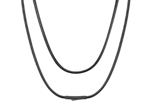 ChainsHouse Collier Cordon Cuir Chaine Homme pour Pendentif Noir Corde Cire Tressé avec Fermoir Noir Acier Inoxydable Largeur 2mm/3mm Longueur 40cm-75cm Chaîne Femme Véritable Chaîne Garçon
