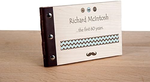 60th Birthday Personalised Wood Bound Photo Album, Memories, Guest Book, Leather Bound, Scrap Book
