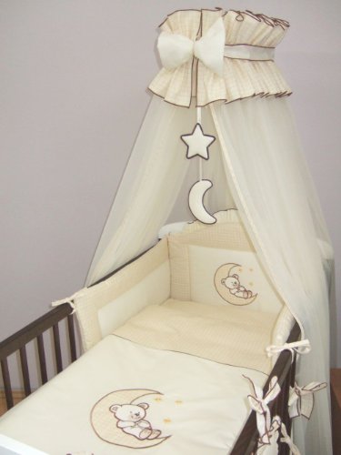 5 Piece Baby Cot / Bed Bedding Set - Moon (COT BED 140 x 70cm, Cream)