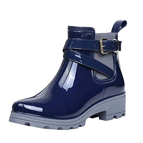 DOLDOA Bottes de Pluie Femme Bottes Courtes Cuir Femme Chaudes fourrees Impermeables Bottines de Neige Femme Anti dérapants Chaussures d'eau ave