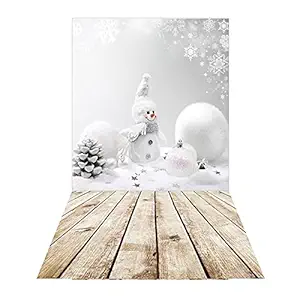 Leepesx 1.5 * 0.9m/4.9 * 3.0ft Christmas Backdrop Photography Background Snow Wood Floor Picture for DSLR Camera Children Newborn Wedding Photo Studio Video