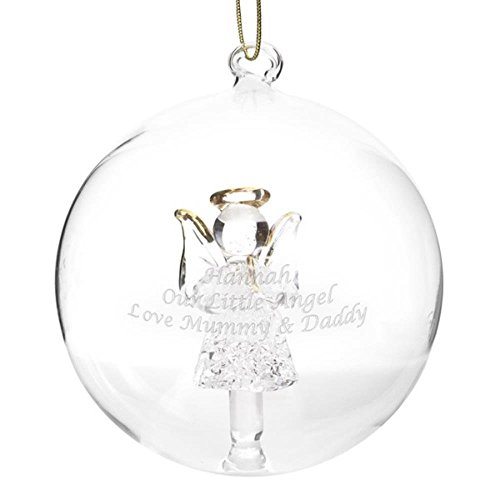 C.P.M. Personalised Glass Christmas Bauble - Angel