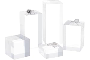 BENECREAT 5 Pezzo di Blocco Espositore Cubo Acrilico Trasparente da 2/4/6/8/10 cm Piedistallo per Display Solido per Esposizione di Gemme Espositore di Mostra ,Halloween Christmas