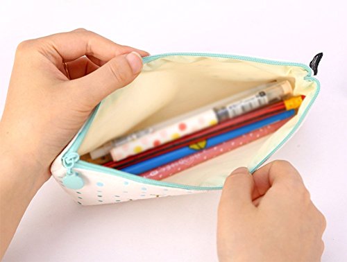 Cosanter Estuche Escolar Trapezoidal Invertida Caja de L  piz Linda de la Cremallera Patr  n de Puntos Peque  os