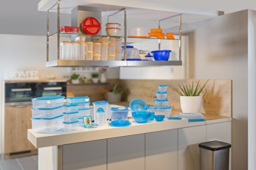 Rotho 1735906644 Frischhaltedose Rondo rechteckig aus Kunststoff PP, BPA-frei, hochwertig, geeignet für Spülmaschine und Gefrierschrank, 2 L, circa 24 x 16 x 9,7 cm, transparent / blau - 2