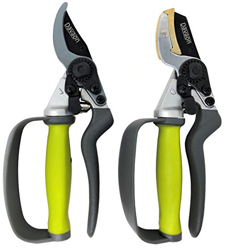Davaon Pro Bypass & Anvil Secateurs Set in Box - 30% Less Effort Rotating Handle Garden Hand Pruners Davaon Pro Bypass & Anvil Secateurs Set in Box - 30% Less Effort Rotating Handle Garden Hand Pruners