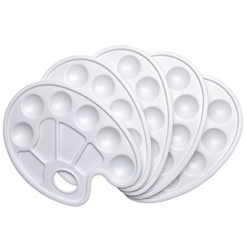 Artina® 5er Set Farbmischpaletten Farbpalette mit Griffloch - Mal-Paletten mit Daumeneingriff 23,5 cm x 17 cm