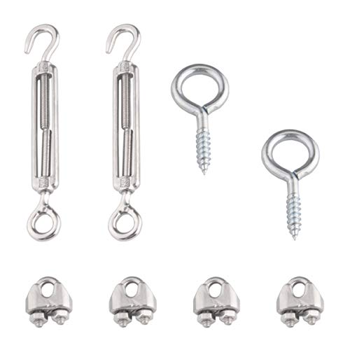 B4U Brancard de Câble en Acier Inoxydable Antirouille, y compris des tendeurs de câble 2 pcs M5, des crochets 2 pcs à visser et des serre-câbles 4 pcs