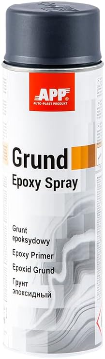 APP Epoxy Grund Imprimación Spray Epoxi | Imprimación Pintura Antióxido por Metal | Protección contra la corrosión | Gris oscuro | 500 ml