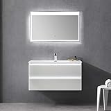  PIANETAFFARI Mueble de baño suspendido 80 cm Blanco Completo de Espejo LED Touch Serie Marsella