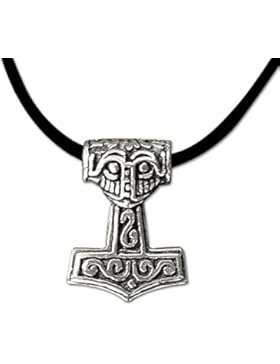 Anhänger kleiner Thors Hammer 925er Silber Keltischer Schmuck Amulett mit Lederband - Schutzamulett Schmucksäckchen...
