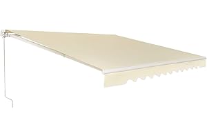 COSTWAY Tenda da Sole per Esterno Avvolgibile 4 x 2,5 m, Tenda da Sole a Bracci Estensibili con Telaio in Alluminio, Tettuccio Resistente al Sole e Impermeabile e Manovella (4 x 2,5 M, Beige)