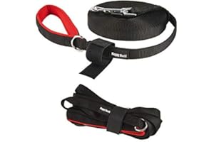 HAPPY HACHI Laisse Longue pour Chien 15M Animal de Compagnie Longe en Nylon avec Poignée Rembourrée Mains Libre pour Animal Corde de Dressage pour Formation Promenade Camping (Noir)