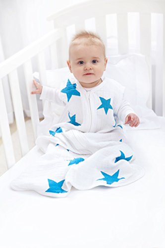 aden + anais leichter Baby Schlafsack für den Sommer Gr. M-XL, brilliant blue classic aus Baumwollmusselin - 3