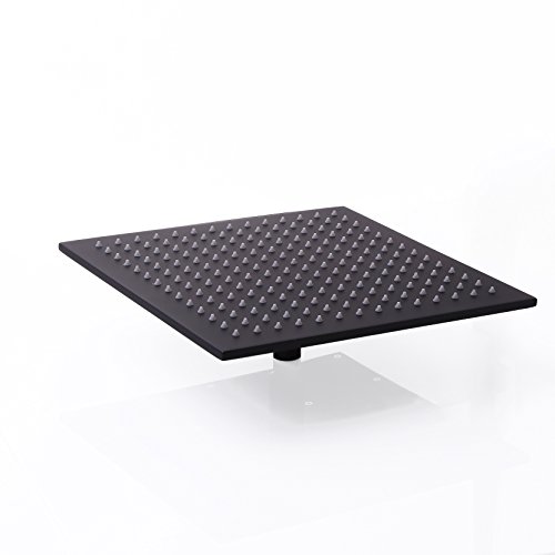 jiayoujia Modern Rainfall Duschkopf, viereckig Messing massiv in Pure schwarz, schwarz, Shower Head Size - 300 mm