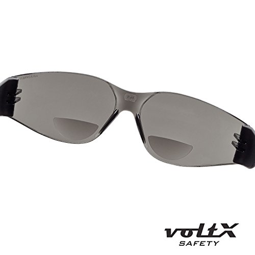 voltX ‘GRAFTER’ BIFOKALE Leichtgewichts Industrie Lesen Schutzbrille, CE EN166F zertifiziert / Sportbrille für Radler (RAUCHGRAU +1.5 Dioptrie) – Safety Reading Glasses - 3