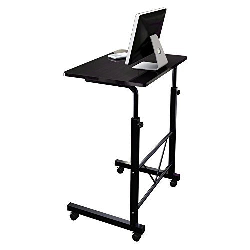 Soges 80x40cm Betttisch / fahrbarer Laptoptisch neigungs und höhenverstellbar auch für die professionelle Pflege, Schwarz