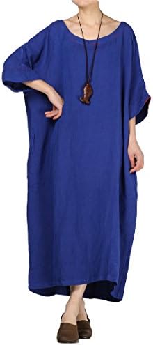 Voguees Women's Batwing Sleeve Plus Size Long Dress Blue M