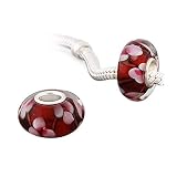 Andante-Stones 925 Sterling Silber Murano Glas Bead Charm Red Dream Element Kugel für European Beads + Organzasäckchen