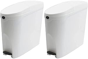 Pro-Kleen Sanitary Bin 20L Slimline Washrooms Toilets Hygienic Disposal Pedal Container Bins for Female Ladies And Baby Hygiene Products - 2 x 20 litres Bins (White)