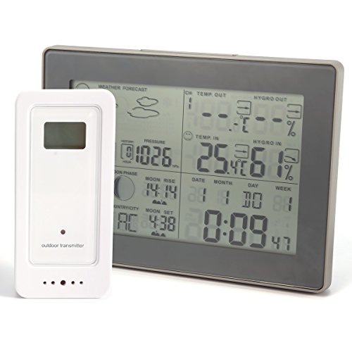 LCD Funkwetterstation Wetterstation Hygrometer inkl. Außensensor Innen- und Außentemperatur mit Wettervorhersage Temperatur Luftfeuchtigkeit