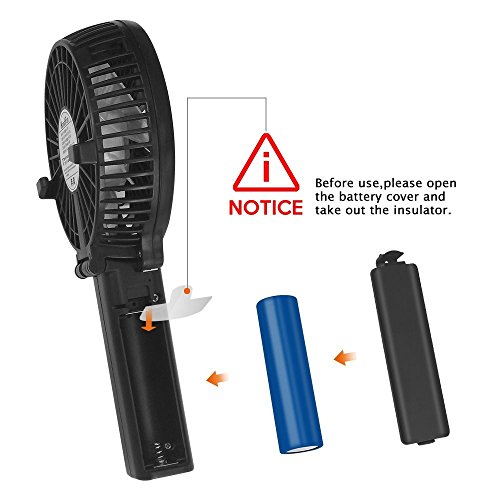 USB Ventilator VersionTech Faltbarer Mini Handventilator Kleiner Lüfter, Elektrisch Wiederaufladbar, Optimal für Mini-Chargeable Portable Laptop Schlafzimmer Büro Draußen Schwarz (Inkl. 18650 Akku ) - 2