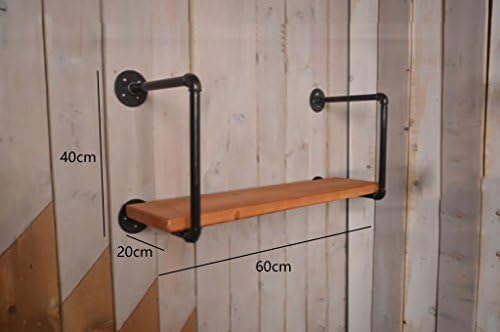 Floating Shelves Retro Shelf Plumbing Rack Kitchen Bracket Iron Pipe Plank LOFT Wall Decoration Industrial wall frame ( Size : 60*40cm )