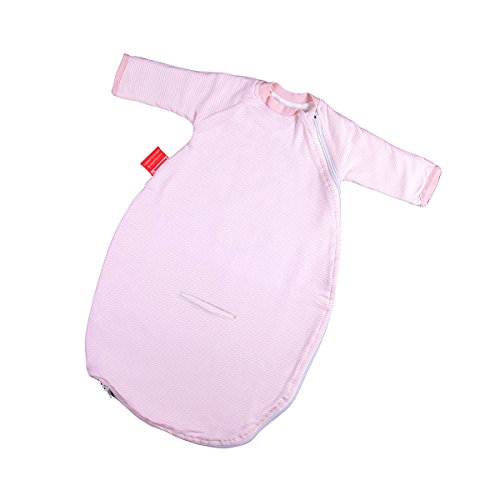 Preisvergleich Produktbild Hoppediz Baby-Schlafsack 68-80 rosé gestreift mit Gurtschlitz