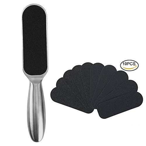 Pretty See Strumento per la Rimozione dei Calli, Realizzato in Acciaio Inossidabile, Ideale per una Pedicure Perfetta, con 10 Lime di Ricambio