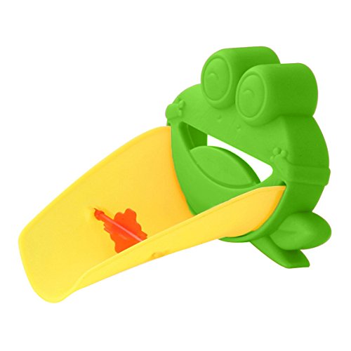 Demiawaking Süß Wasserhahn Verlängerung Extender für Kinder Baby Hände waschen Badezimmer-Cartoon Frosch Design (Grün) - 5