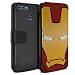 Produktbild eSwish PU-Leder Hülle/Case/Tasche/Cover für Huawei P Smart/Rot/Gold Roboter Muster/Superheld-Helm Kollektion