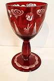 handgeschliffen Egermann Weinglas antik Sherry Glas Böhmisches Glas rubin rot Antik Glas Sammler Glas gebraucht Zustand wie neu Höhe ca. 11 cm