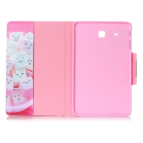 für Samsung Galaxy Tab E 9.6 Hülle Leder Emoji Zuckerwatte Muster,SKYXD [Auto Schlaf/Wach Funktion] PU Folio Klappbar Schutzhülle [Standfunktion/Brieftasche Kartenfach/Magnet] Klapphülle mit [Katze Handyanhänger + Eingabestift] 3 in 1 Zubehör Handy Tasche Etui for Samsung Galaxy Tab E 9.6 Zoll T560 T561 Bookstyle Flip Case Leather Cover With [Stylus and Dust Plug] - 4