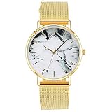 ZXMBIAO Armbanduhr Mode Rose Gold Mesh Marmor Zifferblatt Uhr   Frauen Quarz Uhren Uhr