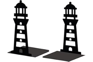 ‎PEACOBLUE Peacoblue Buchstütze Dekorativ Modern Leuchtturm Metall Buchstützen für Schwere Bücher 13.5x10.9x20.1cm, Bücherhalter für Heimdekoration, Bücherregal & Büro - 1 Paar