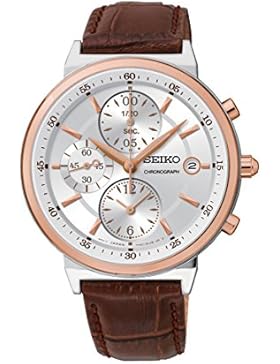 Seiko Damen-Armbanduhr Chronograph Analog Quarz Leder SNDW48P2