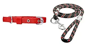 Tame Love Combo Dog Belt Collar and Training Leash for Large Breed with Strong Cast Hook (18mm)