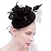 Price comparison product image Felizhouse Satin Feather Fascinator Hats Headband for Women, Wedding Cocktail Tea Party Royal Ascot Church Head Piece, Costume Hair Clip Accessories (#2 Cambric Black)