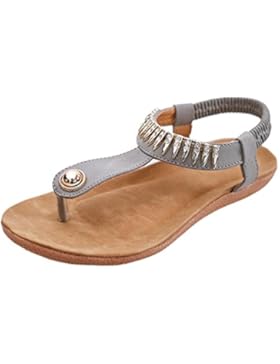 Omiky® Frauen flache Schuhe Perlenböhmen Freizeit Dame Sandalen Peep-Toe Outdoor Schuhe