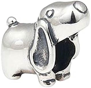 Solid Sterling Silver PUPPY DOG Charm - fits Pandora,Chamilia &amp; similar Bracelets - Fabulana Charms