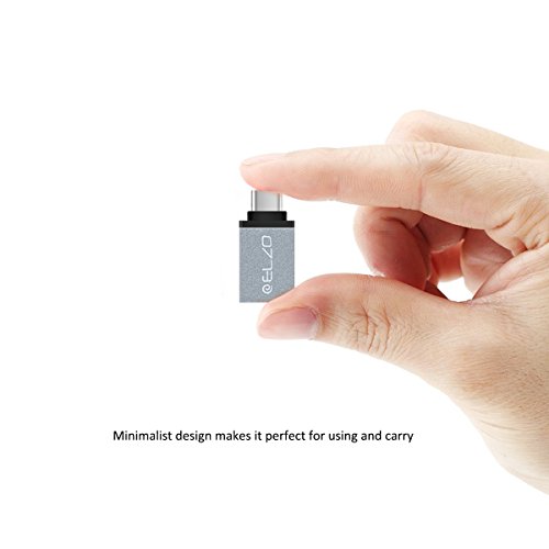 Elzo 2 Pack USB 3.1 Typ C auf USB 3.0 Typ A OTG Männlich auf Buchse Adapter Konverter für LG G5, Nexus 5X, Nexus 6P, OnePlus 2, MacBook, ChromeBook Pixel Other Type-C Devices, Grau - 4