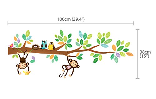 Decowall DM-1401P1402 8 Kleine Affen Baum & Höhentabelle Wandsticker Wandaufkleber Wandtattoo Kinderzimmer - 5
