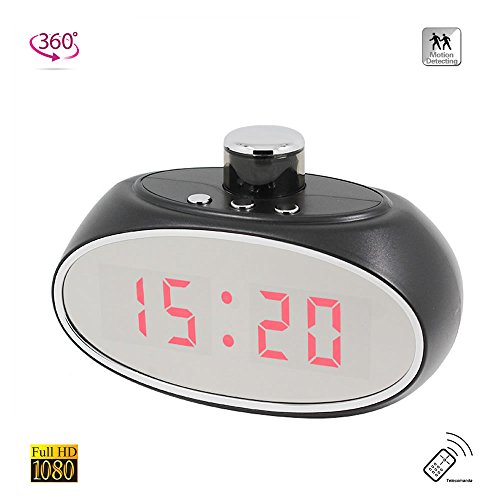 Spy Hidden Camera Clock 1080p Wi-Fi 330° lens rotation P2P IP Network - 64Gb Memory - Motion Detection Feature - Discreet Surveillance/ Internet Live Streaming Monitor - Smartphone APP Remote View 7/24 Hours Working