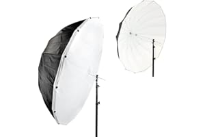 Pixapro 160cm Parabolic Umbrella Giant Brolly Diffuser Box Photography Lighting Softbox Flash Professional Studio Light Modifier Diffusion (160cm With Removable Diffusion, Black/White)