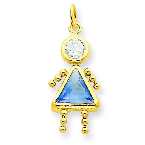 14 ct Gold März Mädchen Edelstein Charm