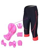 Women's Gel 3-D Padded Cycling Biking Short Cycling Cropped Pants, M, Black/Red